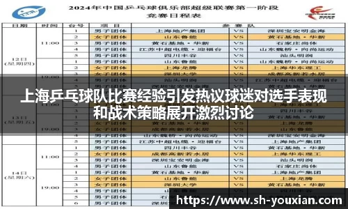 上海乒乓球队比赛经验引发热议球迷对选手表现和战术策略展开激烈讨论